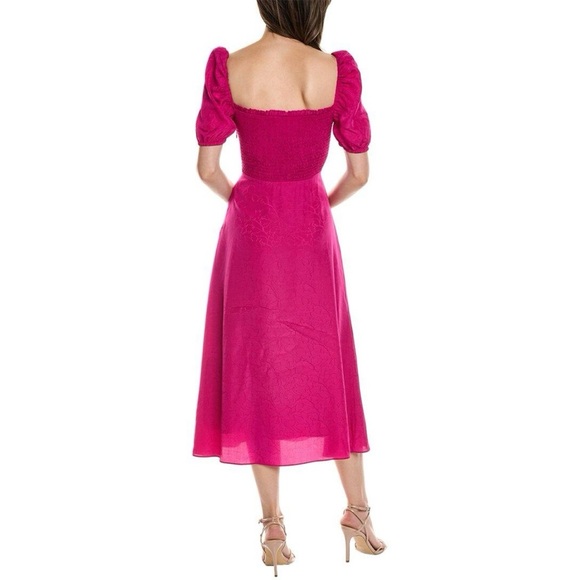 Ba&sh Sasha Smocked Dress in Fuchsia, Medium - Picture 16 of 16